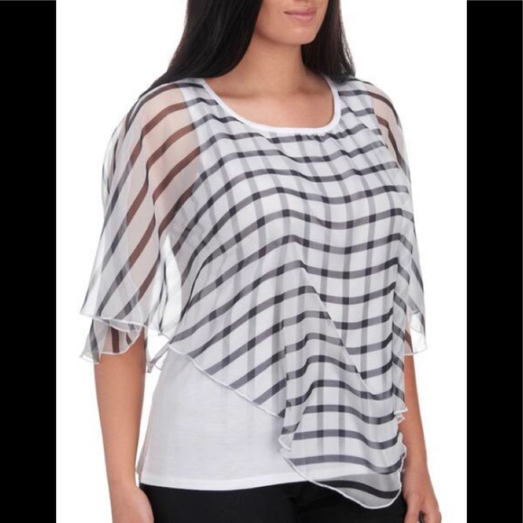NWOT Plus Size Striped Chiffon Layered Top - Picture 2 of 3